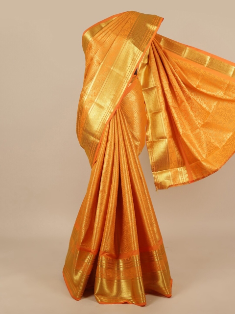 

Pothys Orange & Gold-Toned Woven Design Zari Art Silk Saree