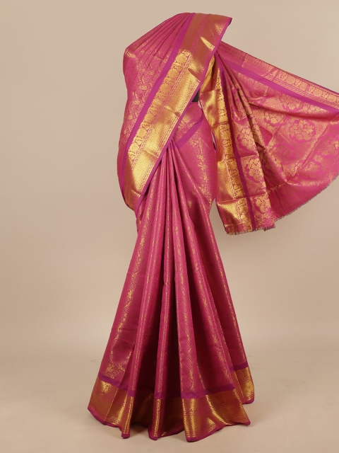 

Pothys Magenta & Gold-Toned Ethnic Motifs Zari Art Silk Saree