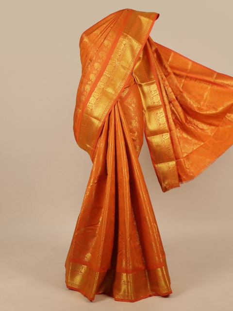 

Pothys Orange & Gold-Toned Woven Design Zari Art Silk Saree