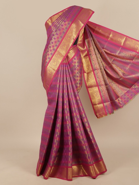 

Pothys Purple & Gold-Toned Ethnic Motifs Zari Art Silk Saree