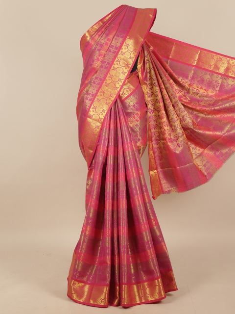 

Pothys Pink & Gold-Toned Woven Design Art Silk Saree
