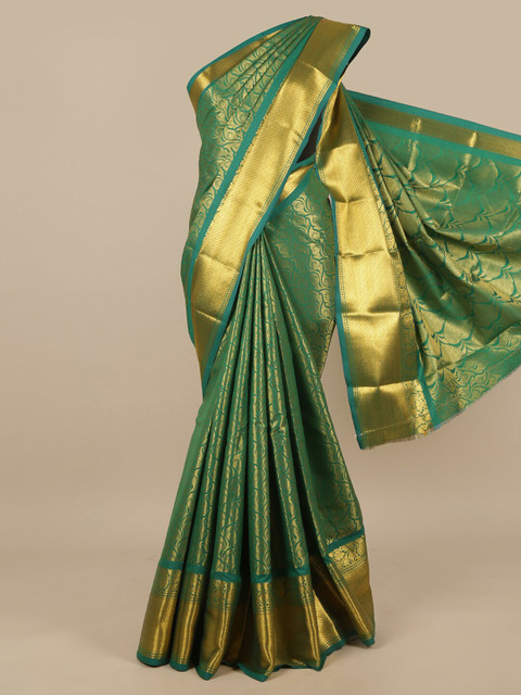 

Pothys Green & Gold-Toned Woven Design Zari Art Silk Saree