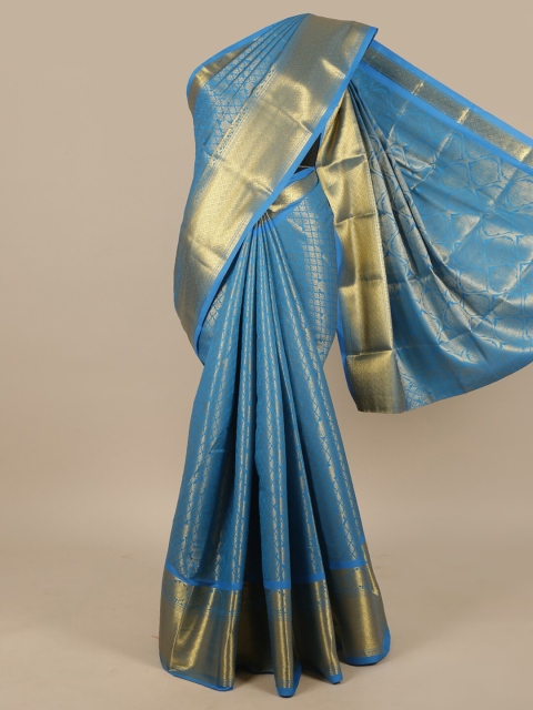 

Pothys Blue & Gold-Toned Woven Design Zari Art Silk Saree