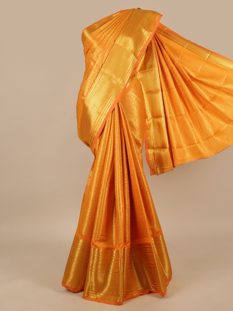 

Pothys Orange & Gold-Toned Woven Design Zari Art Silk Saree