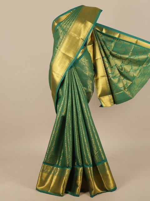 

Pothys Green & Gold-Toned Woven Design Zari Art Silk Saree