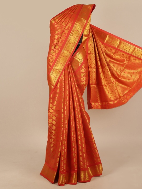 

Pothys Red & Gold-Toned Ethnic Motifs Art Silk Saree