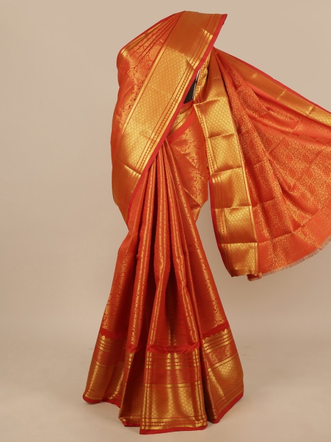 

Pothys Red & Gold-Toned Woven Design Zari Art Silk Saree
