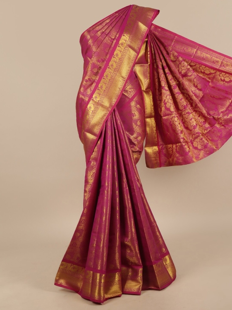 

Pothys Magenta & Gold-Toned Woven Design Zari Art Silk Saree