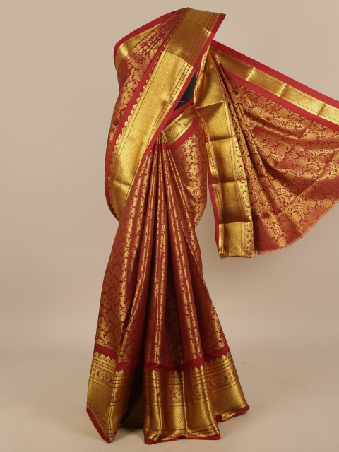 

Pothys Maroon & Gold-Coloured Floral Zari Art Silk Saree