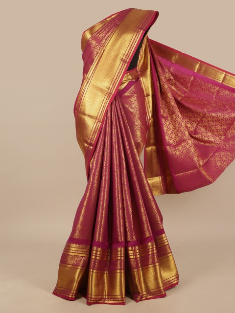 

Pothys Magenta & Gold-Toned Woven Design Art Silk Saree