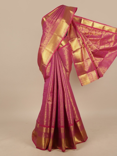 

Pothys Magenta & Gold-Toned Ethnic Motifs Zari Art Silk Saree