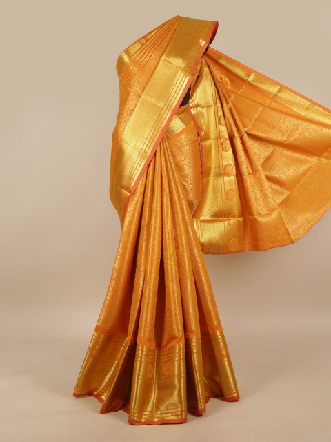 

Pothys Orange & Gold Ethnic Motifs Woven Design Zari Art Silk Saree