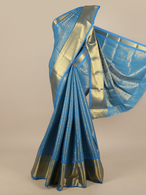 

Pothys Blue & Gold-Toned Woven Design Art Silk Saree