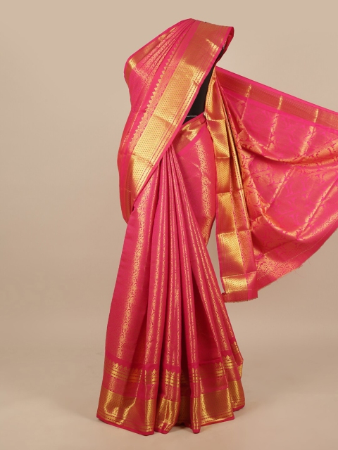 

Pothys Pink & Gold-Toned Ethnic Motifs Zari Art Silk Saree