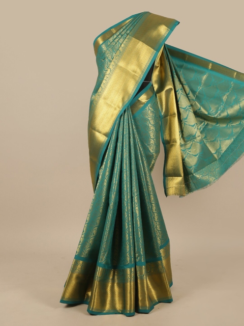 

Pothys Green & Gold-Toned Ethnic Motifs Zari Art Silk Saree