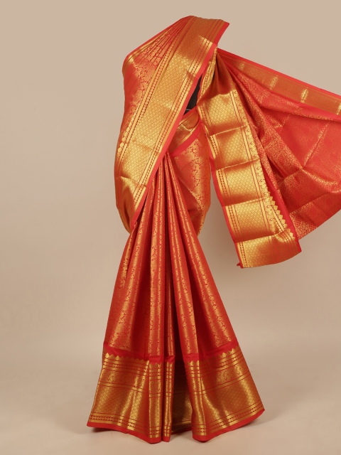 

Pothys Red & Gold-Coloured Floral Zari Art Silk Saree