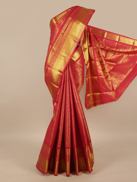 

Pothys Pink & Gold-Toned Ethnic Motifs Zari Art Silk Saree