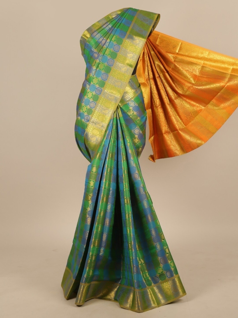 

Pothys Green & Orange Woven Design Art Silk Saree