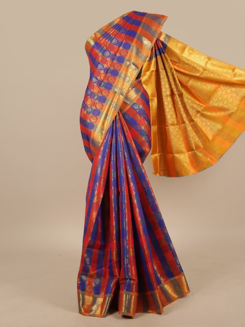 

Pothys Red & Blue Ethnic Motifs Art Silk Saree
