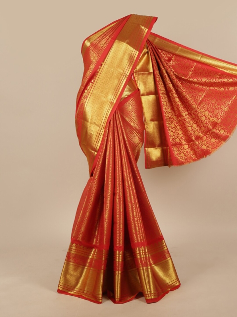 

Pothys Red & Gold-Toned Ethnic Motifs Zari Art Silk Saree