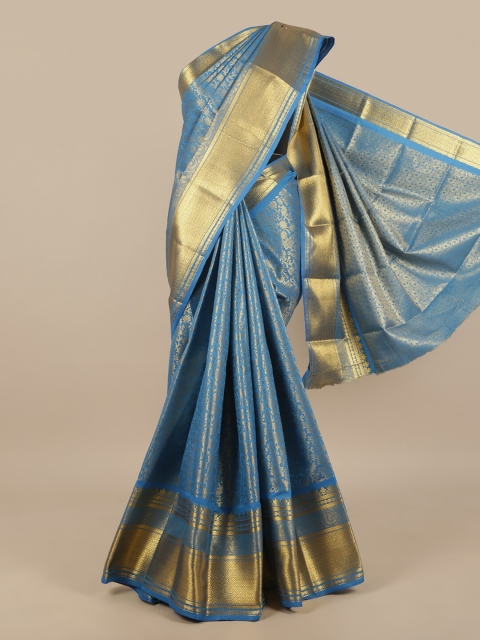

Pothys Blue & Gold-Toned Woven Design Art Silk Saree