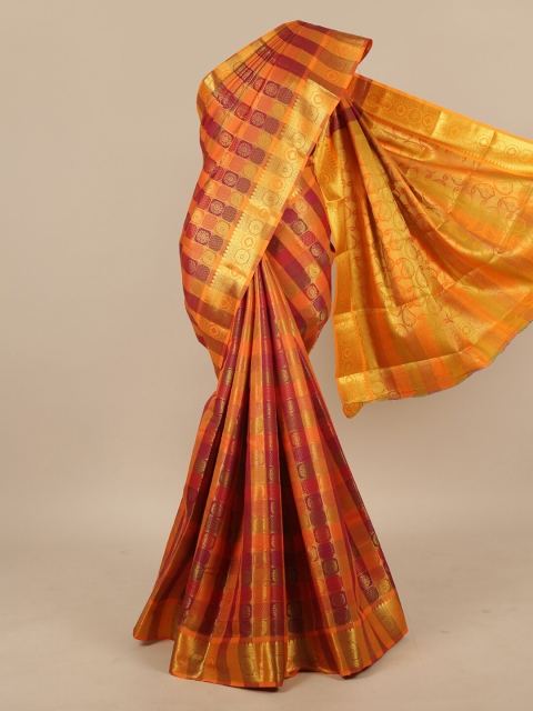 

Pothys Red & Gold-Toned Woven Design Art Silk Saree