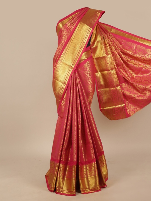 

Pothys Pink & Gold-Toned Ethnic Motifs Art Silk Saree