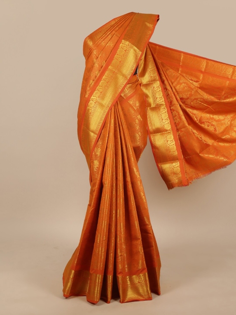 

Pothys Orange & Gold-Toned Woven Design Art Silk Saree