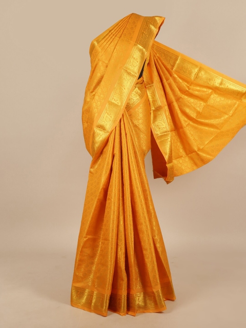 

Pothys Orange & Gold-Toned Ethnic Motifs Art Silk Saree