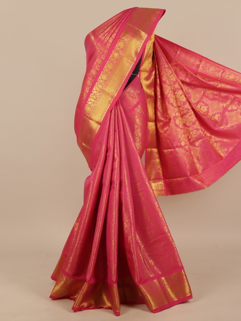 

Pothys Pink & Gold-Toned Woven Design Art Silk Saree