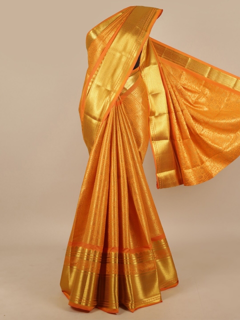 

Pothys Orange & Gold-Coloured Ethnic Motifs Zari Art Silk Saree