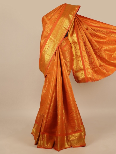 

Pothys Orange & Gold-Toned Woven Design Zari Art Silk Saree