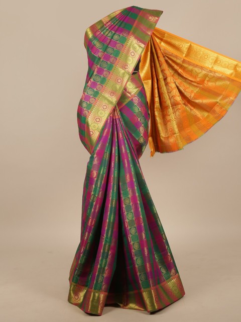 

Pothys Green & Purple Ethnic Motifs Zari Art Silk Saree