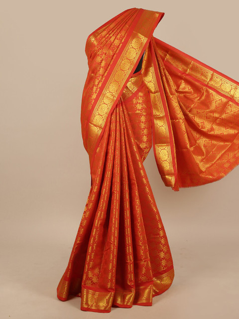 

Pothys Red & Gold-Toned Woven Design Zari Art Silk Saree