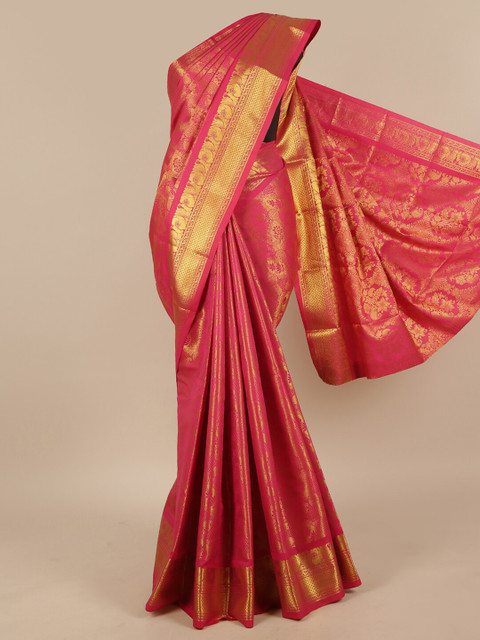 

Pothys Pink & Gold-Coloured Ethnic Motifs Zari Art Silk Saree