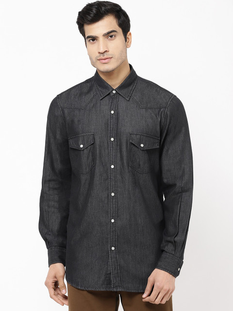 

STROP Men Black Opaque Cotton Casual Shirt