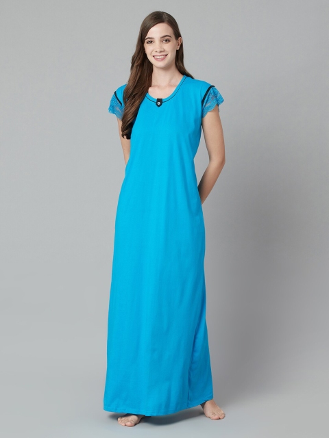 

TRUNDZ Women Blue Maxi Nightdress