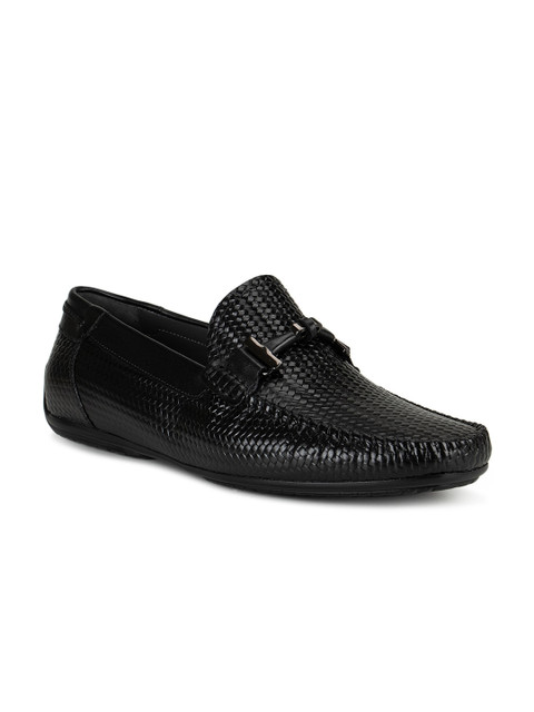 

ROSSO BRUNELLO Men Black Textured Leather Loafers