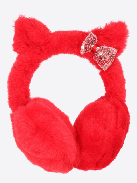 

CUTECUMBER Girls Red Fur Hairband with Ear Muffs