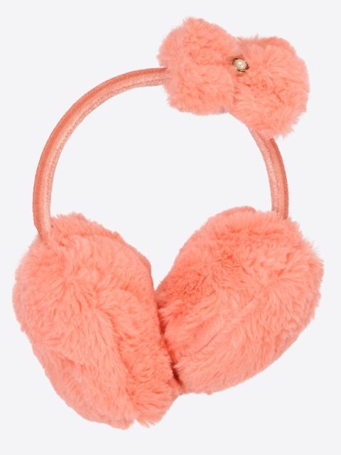 

CUTECUMBER Girls Peach-Coloured Faux Fur Ear Muffs Hairband