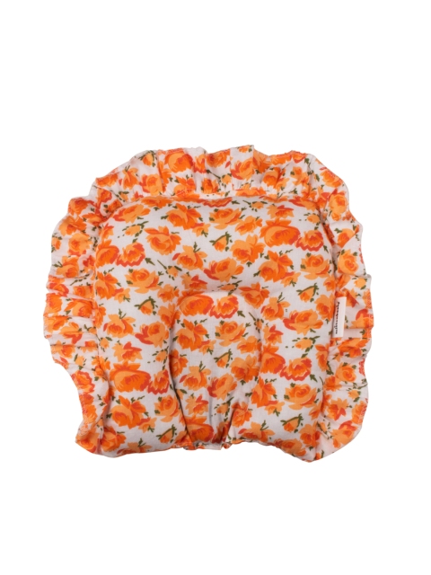 

mittenbooty Infant Kids White & Orange Printed U-Shaped Pure Cotton Pillow