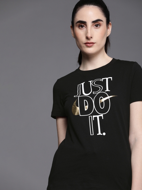 

Nike Women Black Typography Printed AS W NSW T-shirt