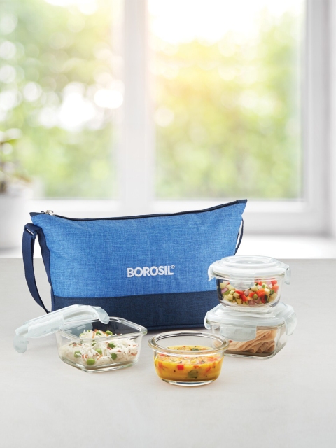 

BOROSIL Transparent Solid Prime Daisy Borosilicate Lunch Box With 4 Containers