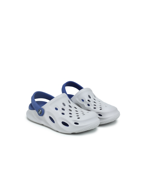 

e-GO Men Grey & Blue Self Design Clogs Sandals