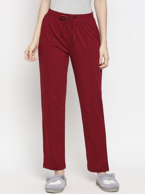 

XIN Women Maroon Cotton Full Length Solid Pyjama