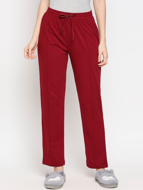 

XIN Women Maroon Solid Pure Cotton Lounge Pants