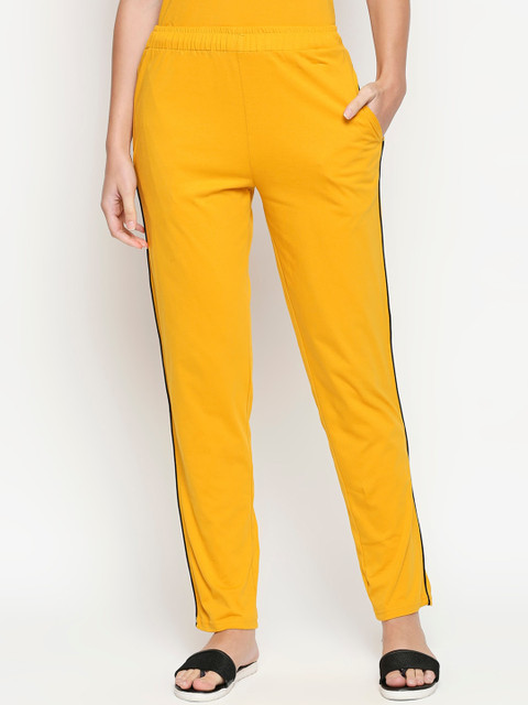 

XIN Women Mustard Yellow Solid Cotton Pyjamas