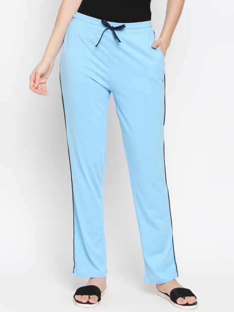 

XIN Women Blue Solid Pure Cotton Lounge Pants