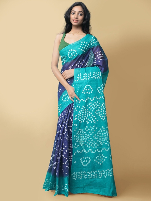 

Unnati Silks Violet & Blue Bandhani Pure Cotton Bandhani Saree