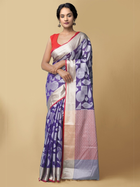 

Unnati Silks Women Violet & Red Bangalore Sico Saree